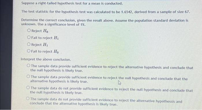 hypothesis right tailed test