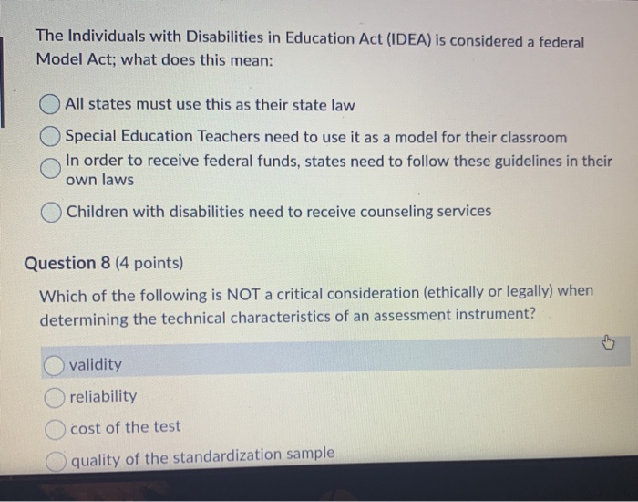 Solved The Individuals with Disabilities in Education Act