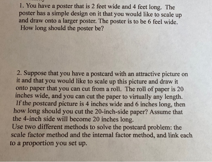 Solved 1. You have a poster that is 2 feet wide and 4 feet
