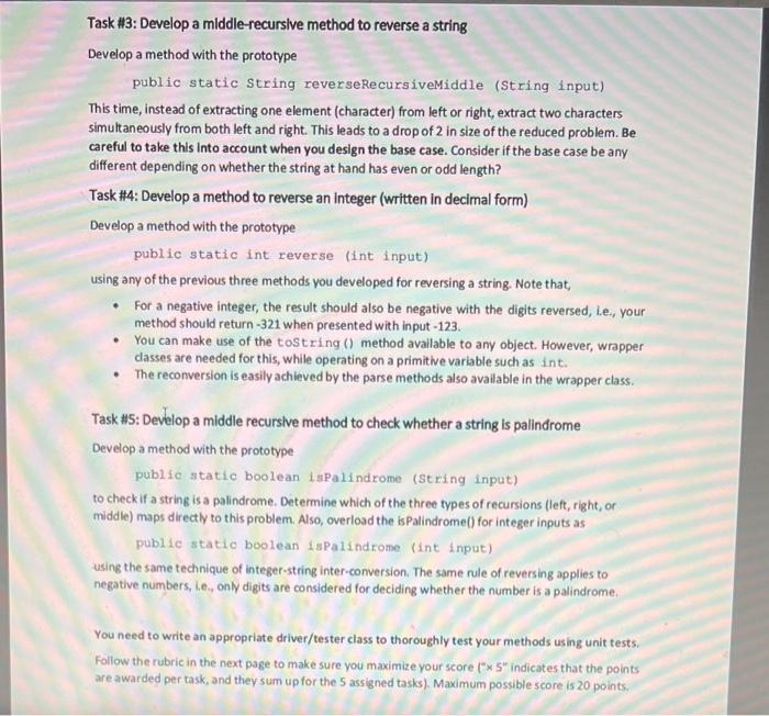 Solved Task #1: Develop a left-recursive method to reverse a | Chegg.com