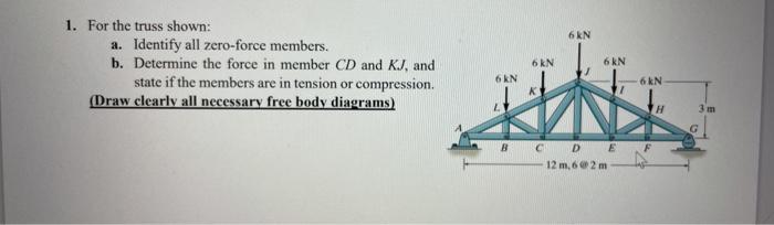 Solved 6 kN 1. For the truss shown: a. Identify all | Chegg.com