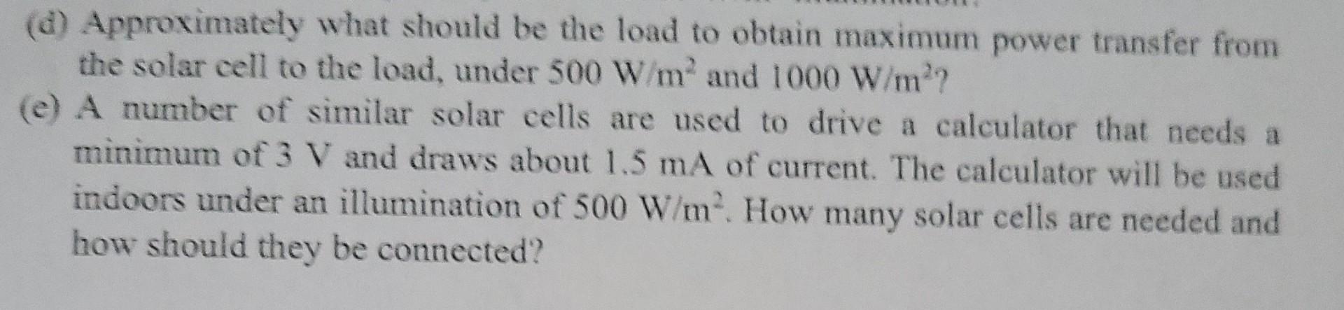 Solved Exercise 8.3 (20 points) (Si solar cell) A Si solar | Chegg.com