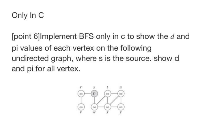Solved Only In C [point 6]Implement BFS only in c to show | Chegg.com