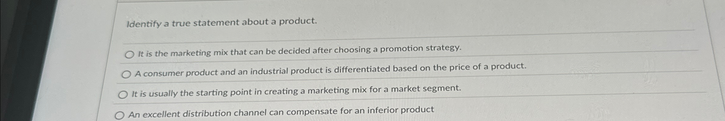 Solved Identify a true statement about a product.It is the | Chegg.com
