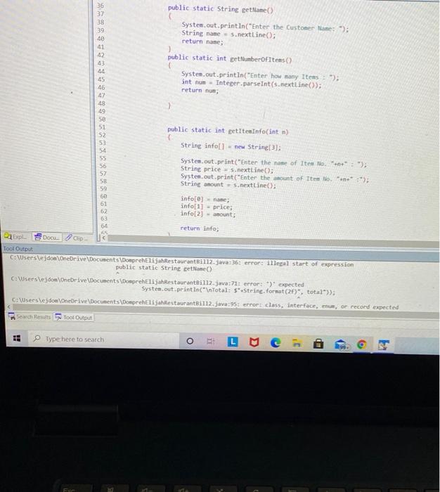 Solved 36 public static String getName> 37 38 | Chegg.com