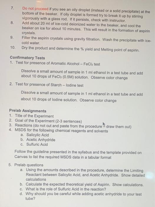 Solved Organic Chemistry II Lab Experiment 2 - Synthesis of | Chegg.com
