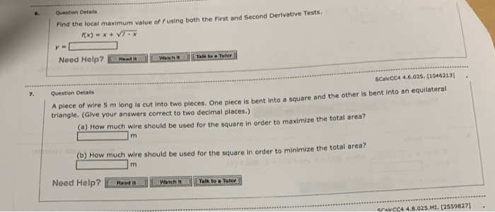 Solved Question Details Find the local maximum value of | Chegg.com