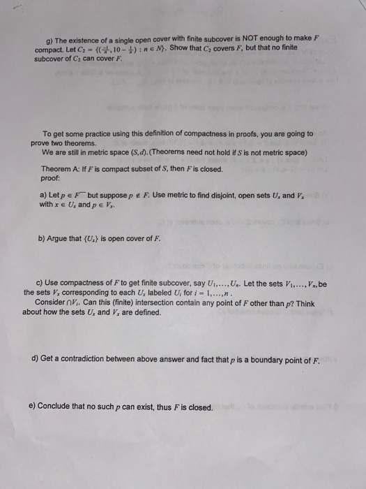 Solved Explorations In Compactness In All Of This Assume Chegg Com