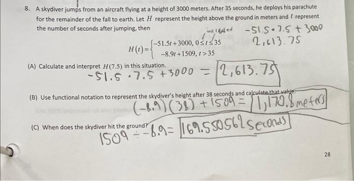 Solved A skydiver jumps from an aircraft flying at a height | Chegg.com