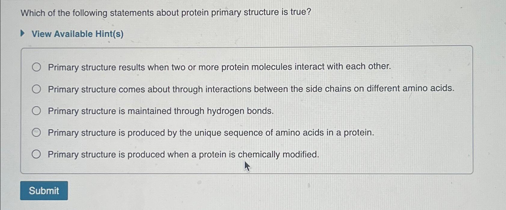 Solved Which of the following statements about protein | Chegg.com