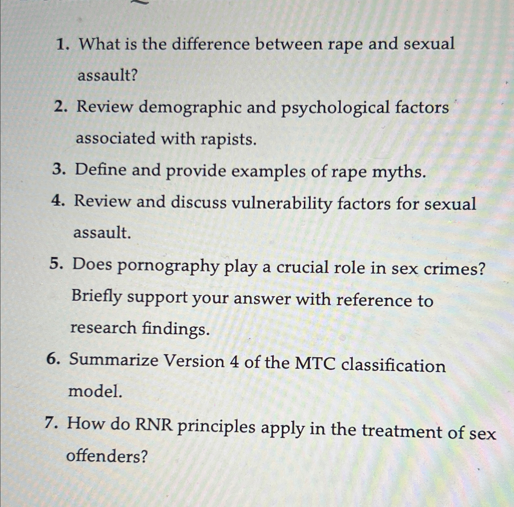 Solved What is the difference between rape and sexual | Chegg.com