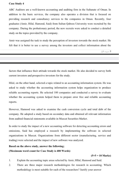 Solved Case Study 4 Abc Auditors Are A Well Known Accounting Chegg Com