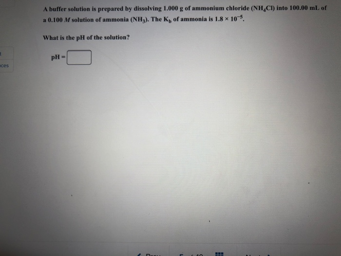 Solved A buffer solution is prepared by dissolving 1.000 g | Chegg.com