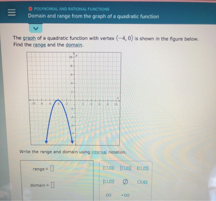 Solved O POLYNOMIAL AND RATIONAL FUNCTIONS Domain and range | Chegg.com