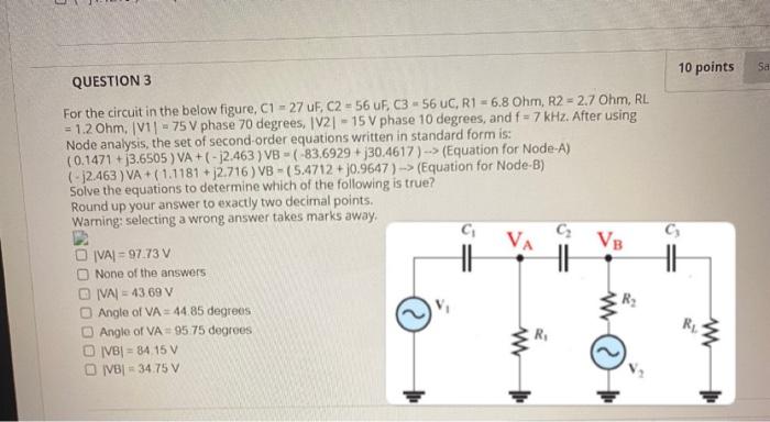 Solved For the circuit in the below figure, | Chegg.com