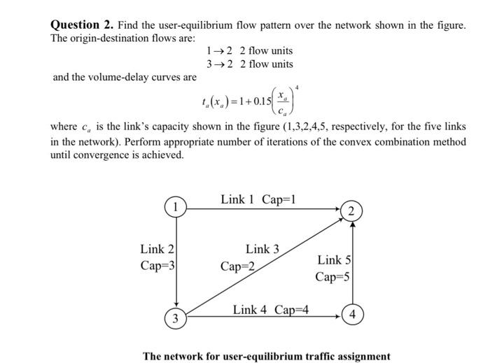 Solved Question 2. Find the user-equilibrium flow pattern | Chegg.com