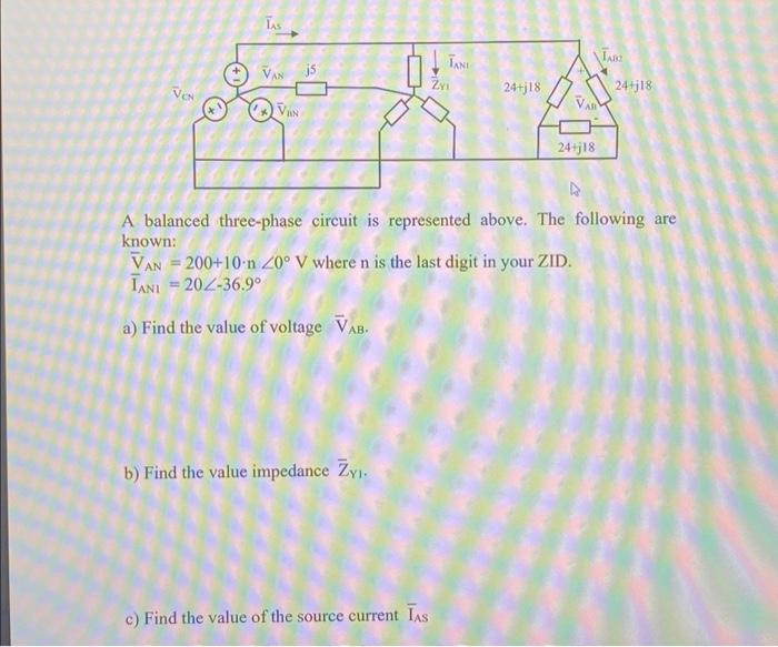 Solved A Balanced Three-phase Circuit Is Represented Above. | Chegg.com