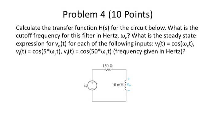 Solved Problem 3 (10 Points) Calculate the transfer function | Chegg.com