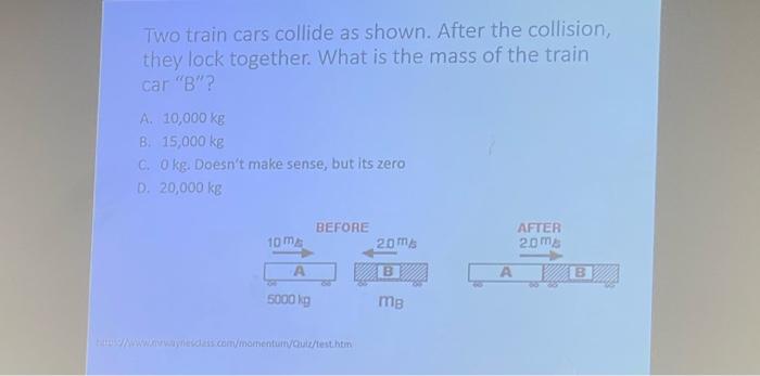 Solved Two train cars collide as shown. After the collision, | Chegg.com