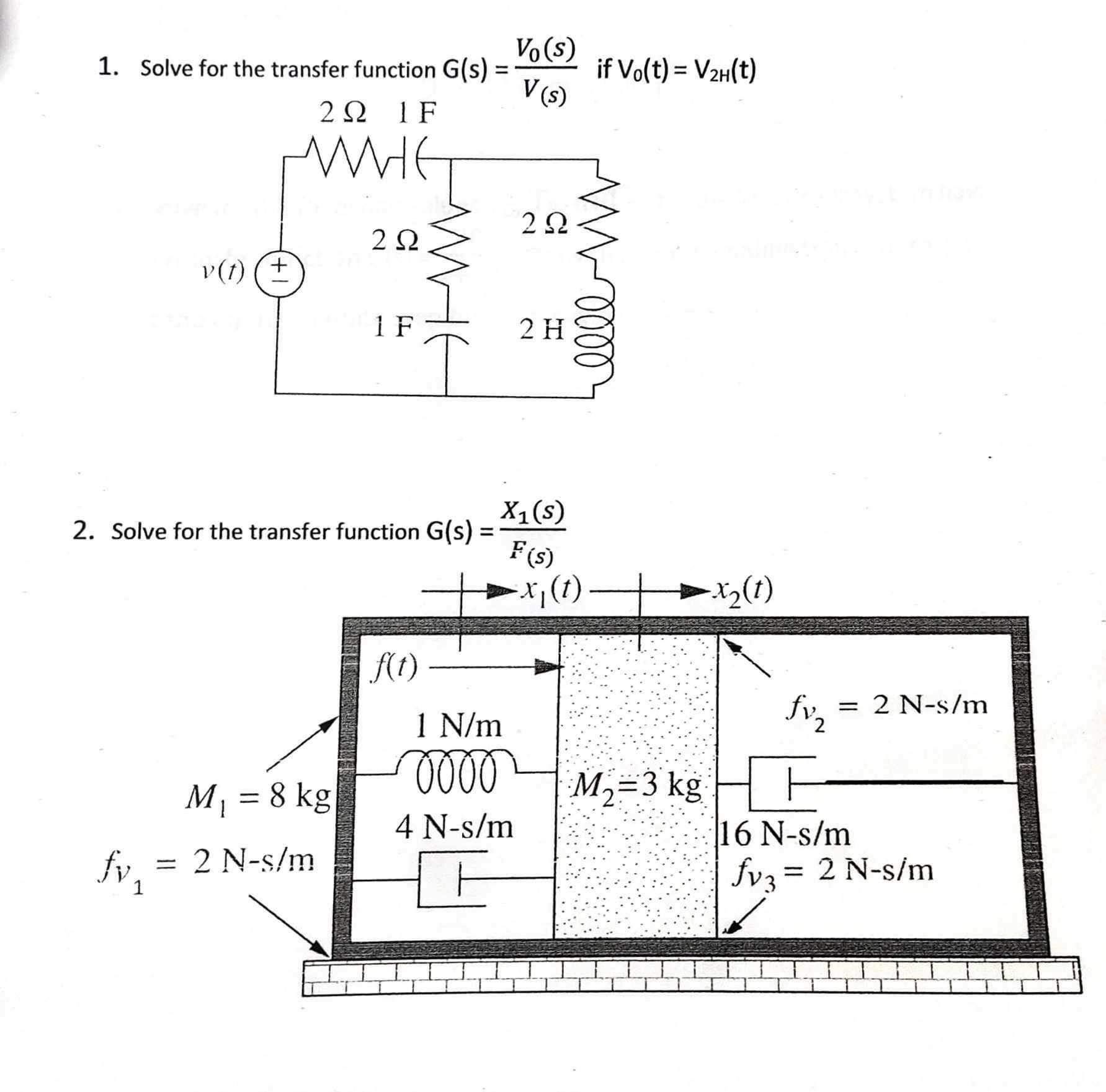 Solved Solve for the transfer function G(s)=V0(s)V(s) ﻿if | Chegg.com
