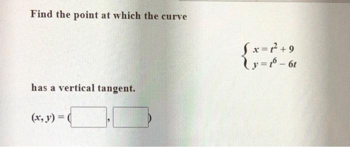 Solved Find the point at which the curve has a vertical | Chegg.com