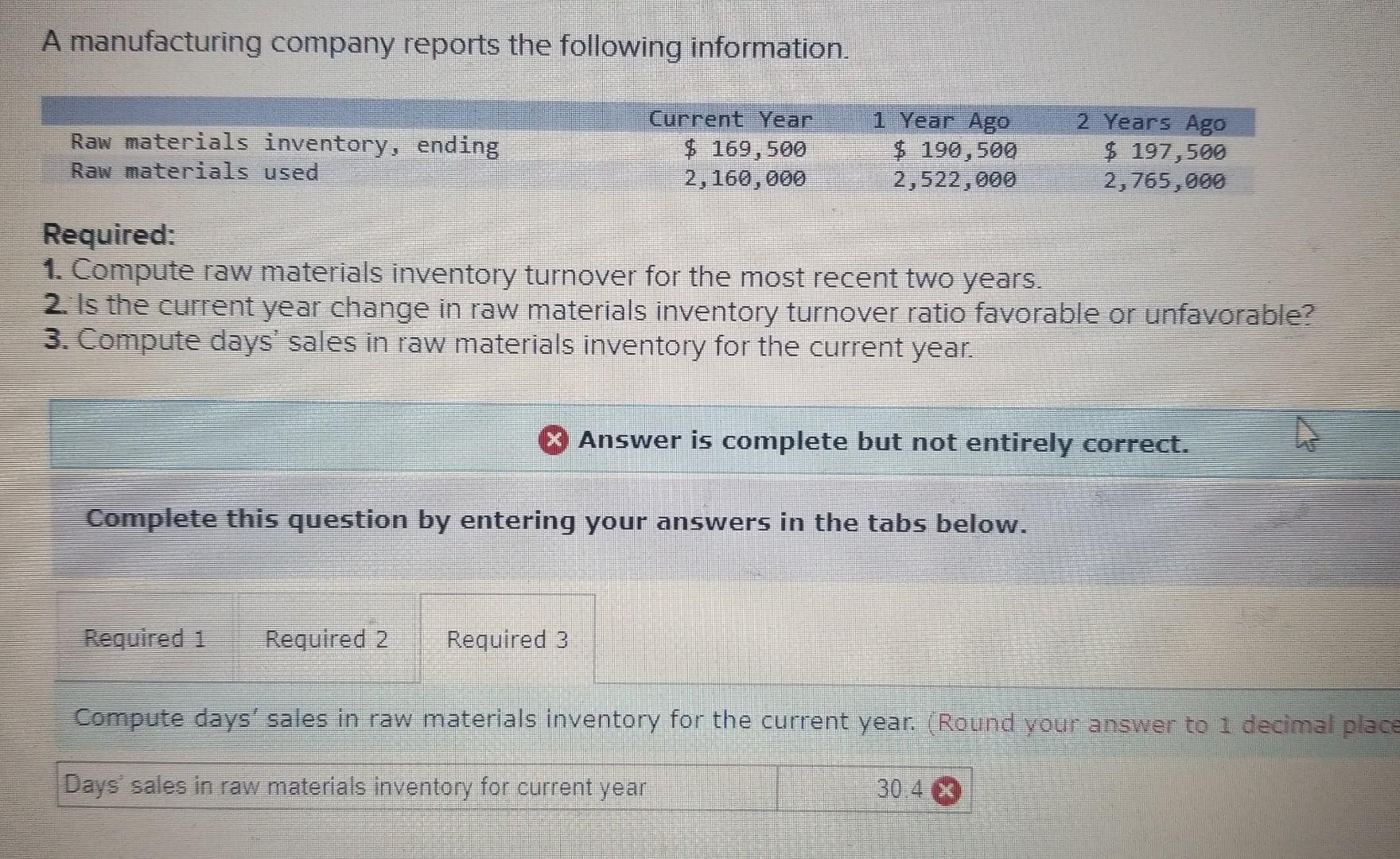 Solved A manufacturing company reports the following