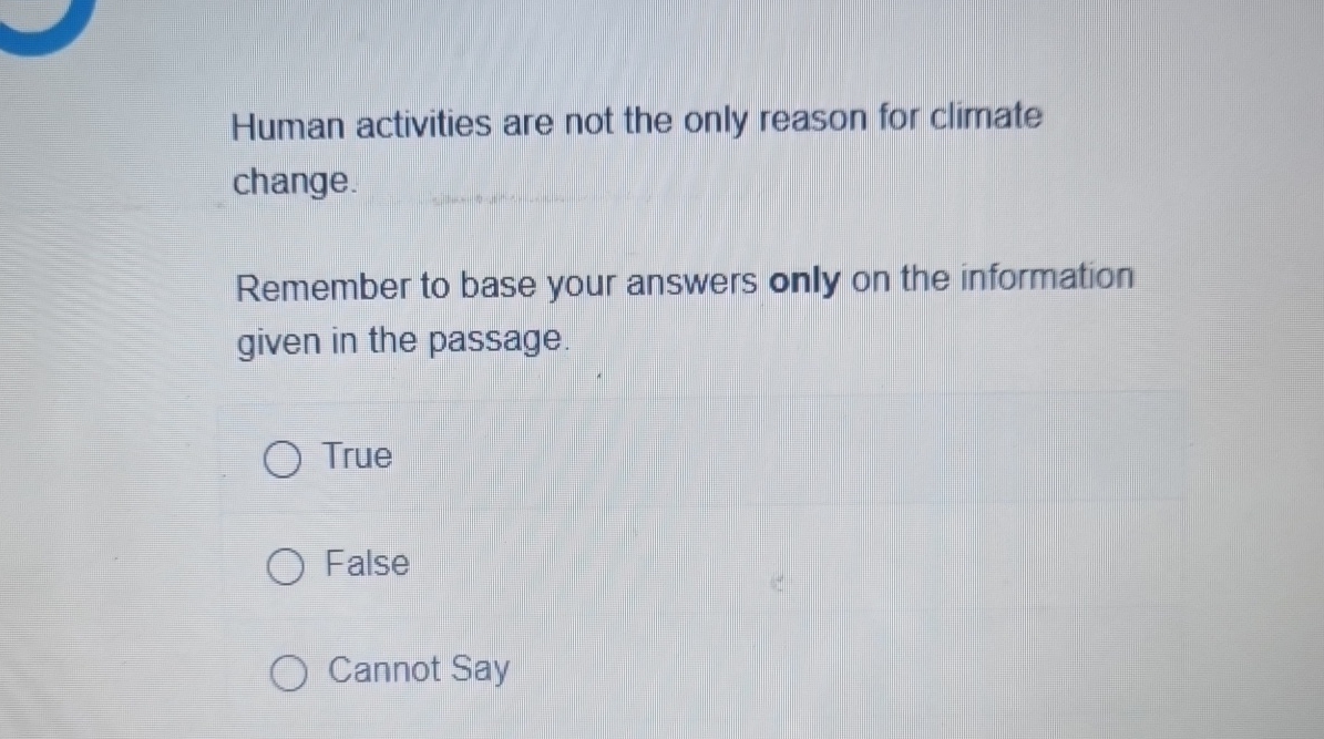 Solved Human activities are not the only reason for climate | Chegg.com