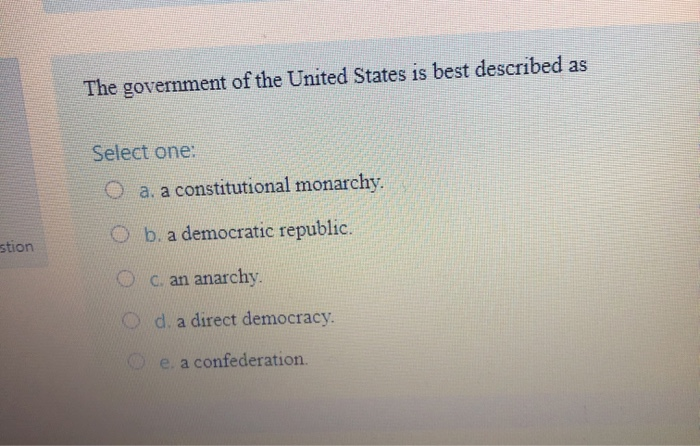 Solved The Government Of The United States Is Best Described | Chegg.com