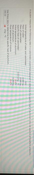 Solved A Student Measures The Following Data In A Chegg