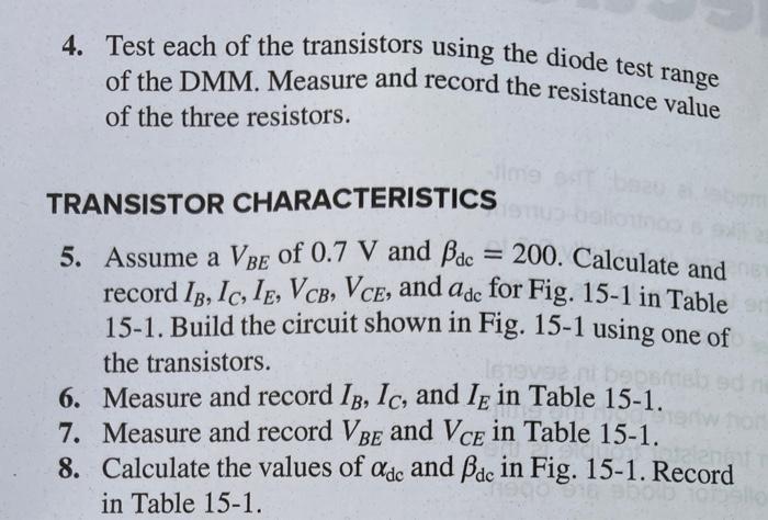 4. Test Each Of The Transistors Using The Diode Test | Chegg.com