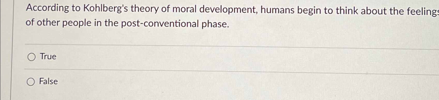 Solved According To Kohlberg's Theory Of Moral Development, | Chegg.com