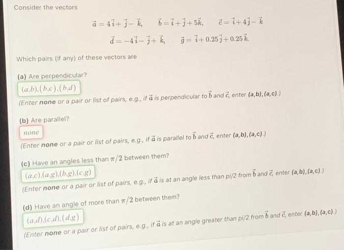 Solved Consider The Vectors | Chegg.com