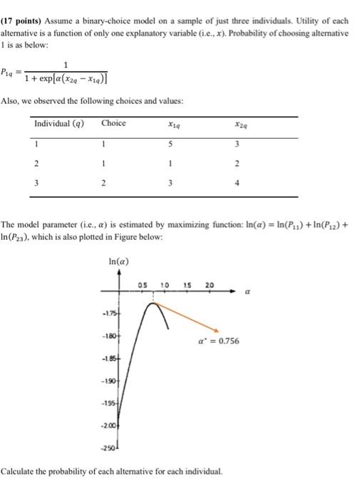 Solved (17 points) Assume a binary-choice model on a sample | Chegg.com
