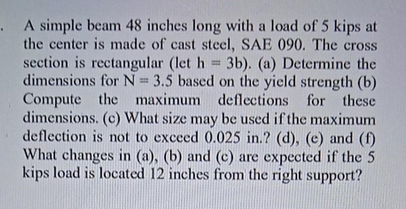 Solved A Simple Beam 48 Inches Long With A Load Of 5 Kips At Chegg solved-a-simple-beam-48-inches-long-with-a-load-of-5-kips-at-chegg