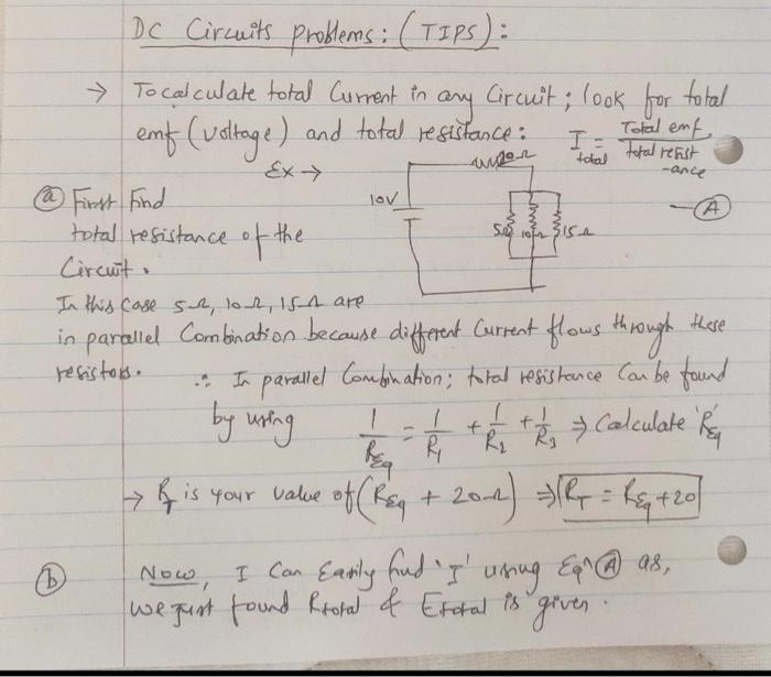 Solved DC Circuits problems: (TIPS): → Tocalculate total | Chegg.com