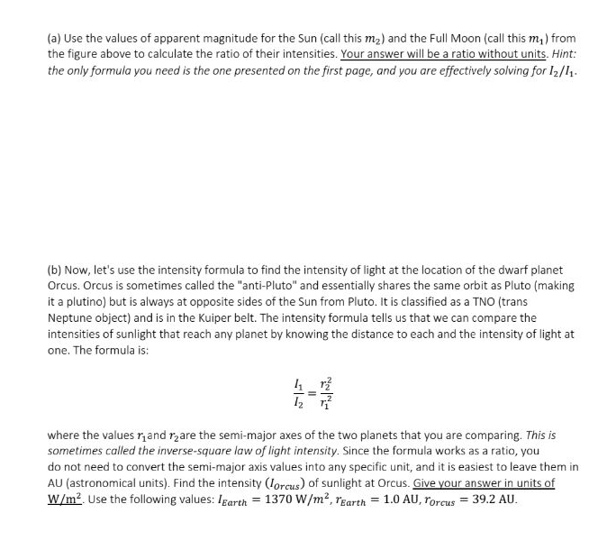 Solved (a) ﻿Use the values of apparent magnitude for the Sun | Chegg.com