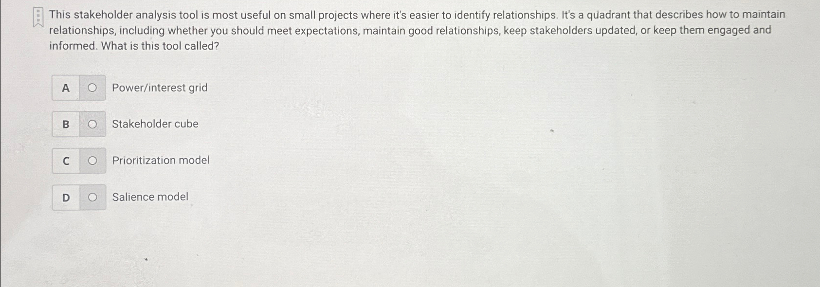 Solved This stakeholder analysis tool is most useful on | Chegg.com