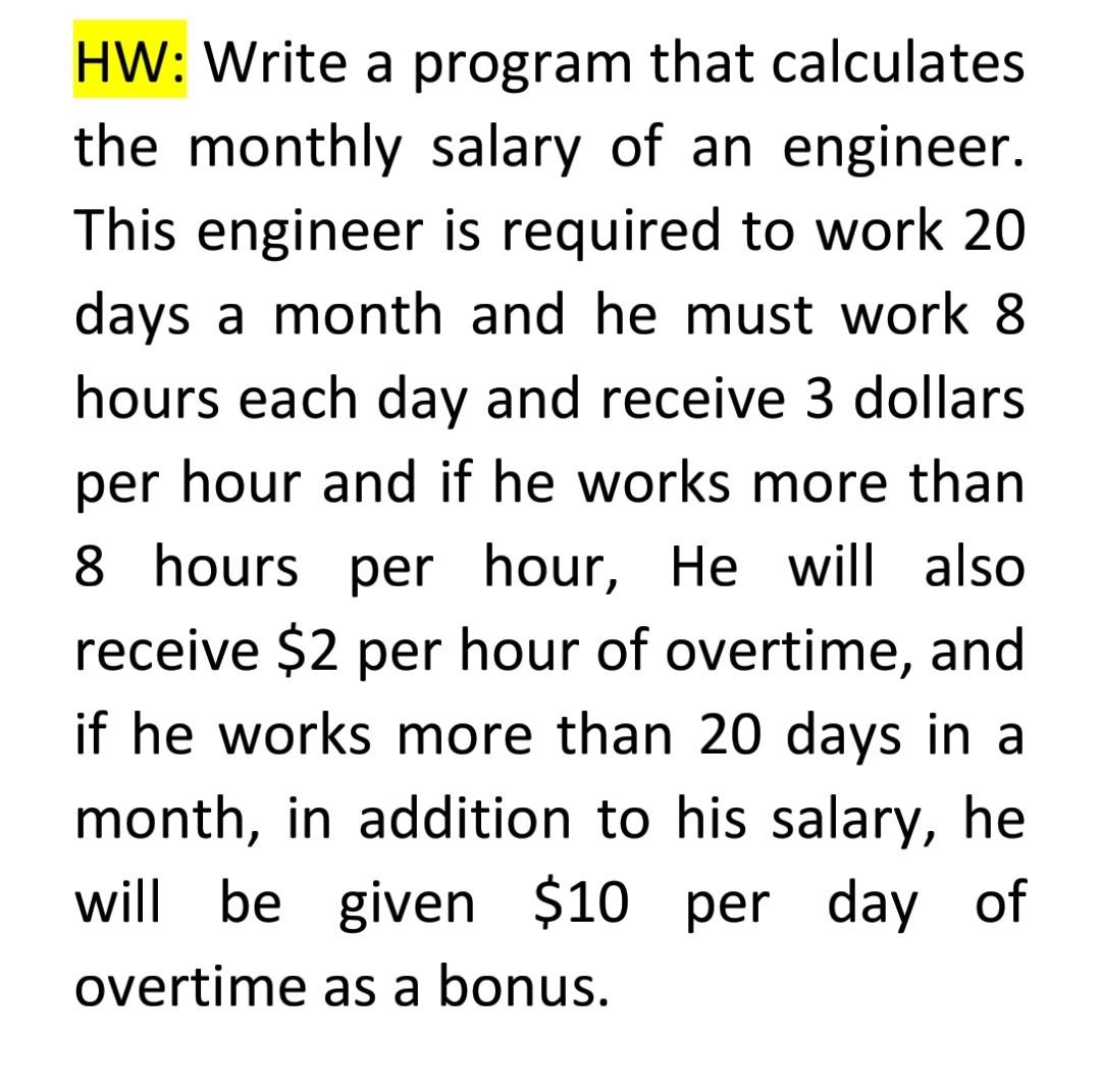 Solved HW: Write a program that calculates the monthly | Chegg.com
