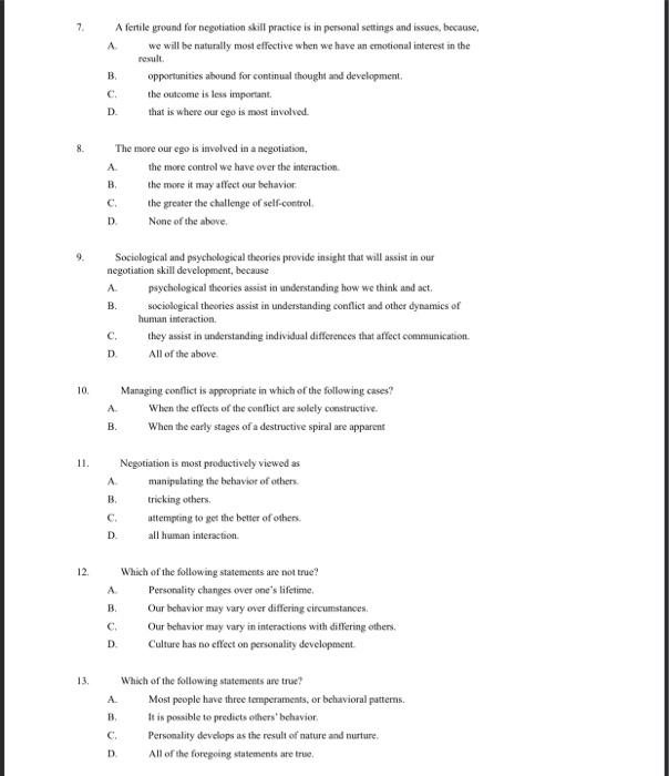 Solved CONFLICT RESOLUTION AND NEGOTIATION MIGHT 409 MIDTERM | Chegg.com