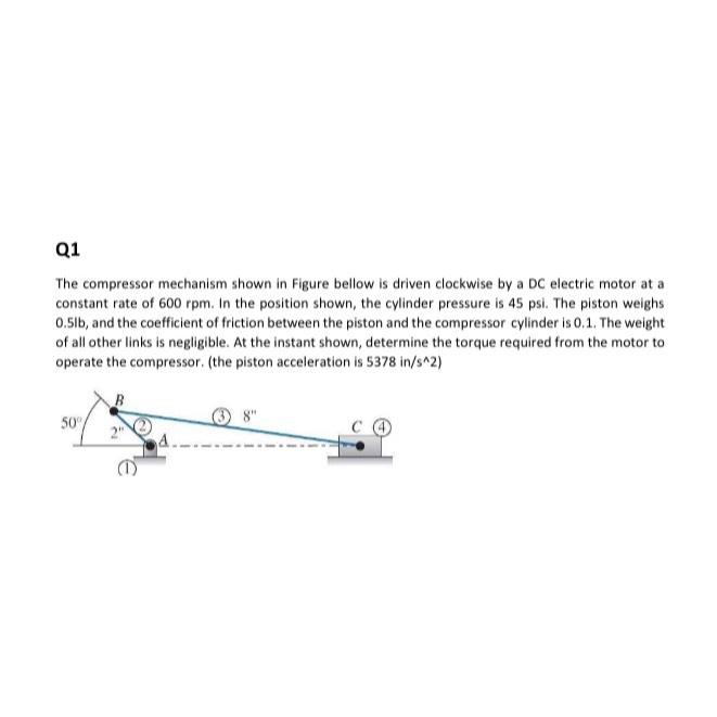 Solved Q1The Compressor Mechanism Shown In Figure Bellow Is | Chegg.com