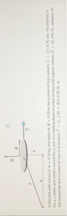 Solved A thin disk with a mass of m = 0.10 kg and radius of | Chegg.com