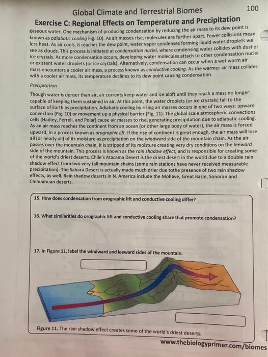 Solved Global Climate And Terrestrial Biomes 100 Exercise C: | Chegg.com