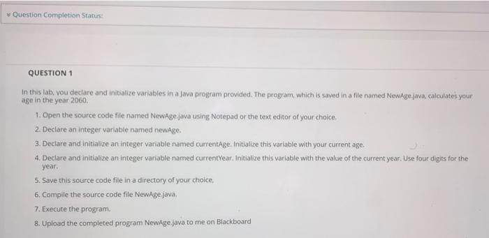 Solved Question Completion Status QUESTION 1 In this lab, | Chegg.com