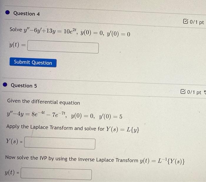 Solved Solving a differential equation using the Laplace | Chegg.com