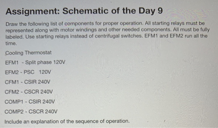 Assignment: Schematic of the Day 9 Draw the following | Chegg.com