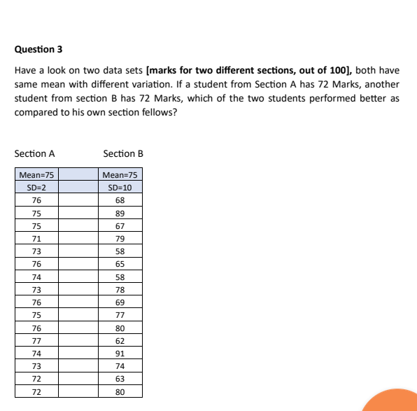 Set Marks Example Solved Have a look on two data sets [marks for two different | Chegg.com