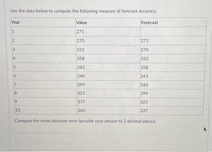 Solved Use the data below to compute the following measure | Chegg.com
