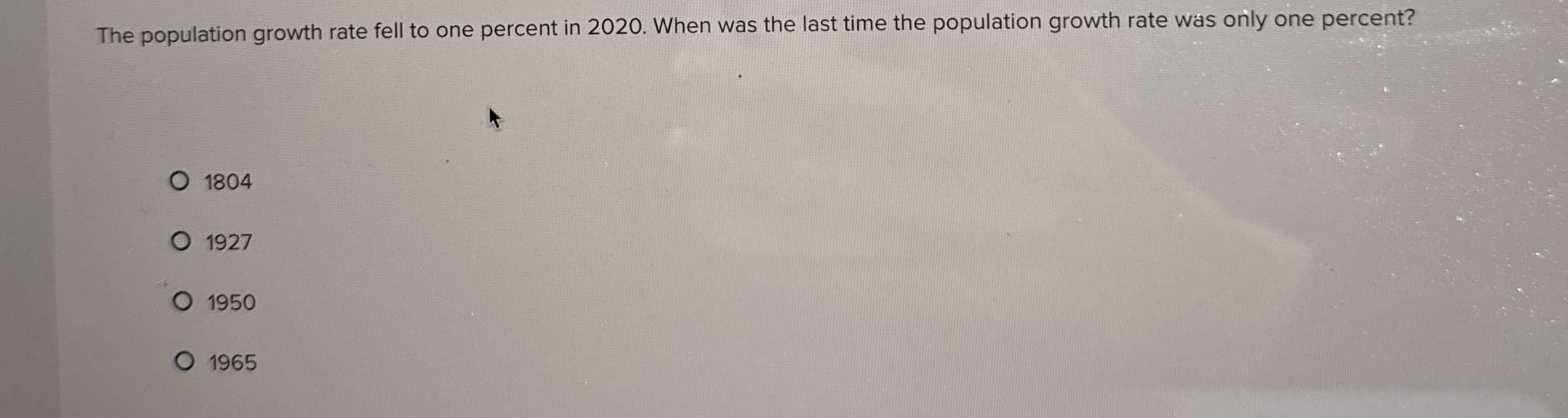 Solved The population growth rate fell to one percent in | Chegg.com