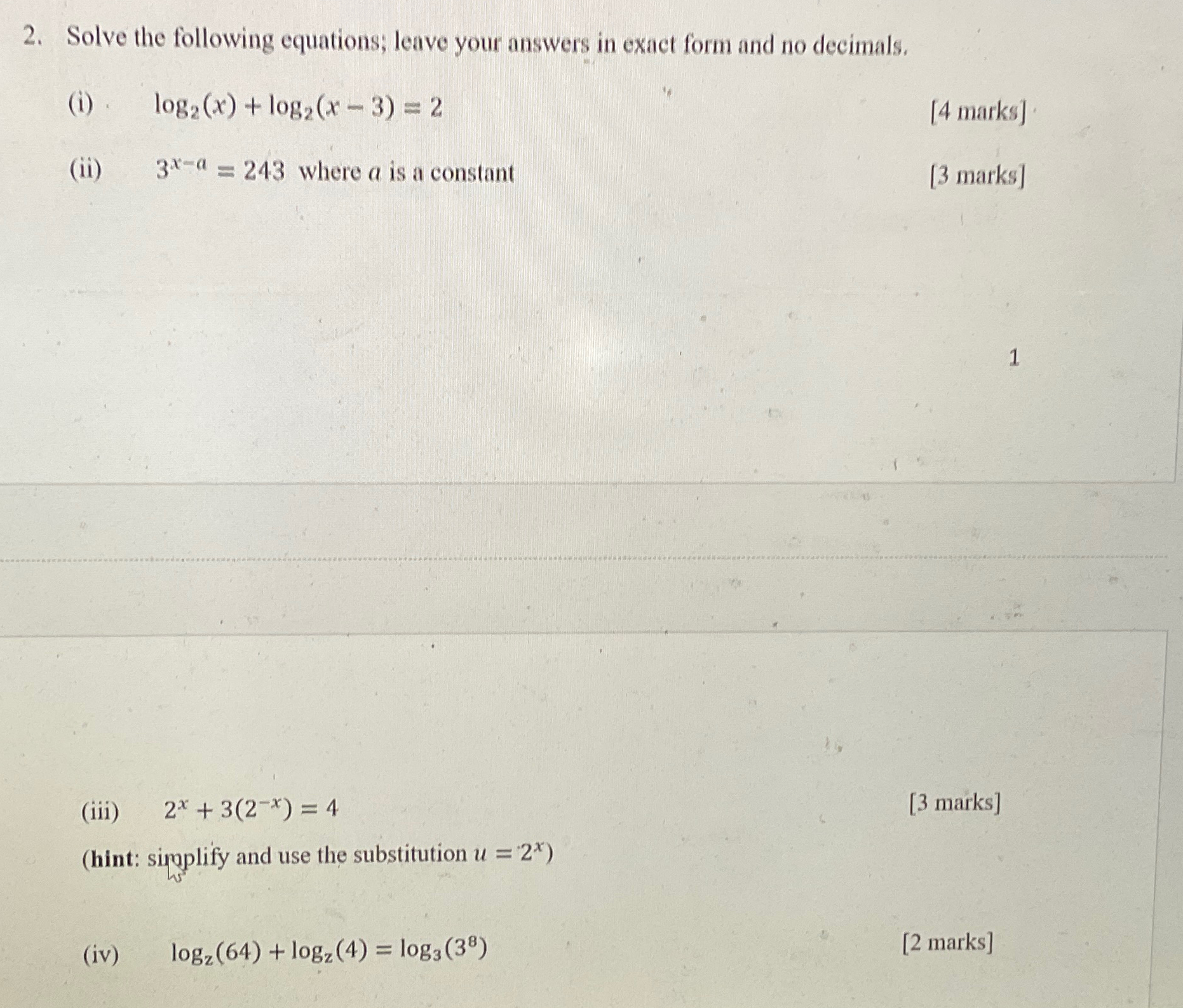 Solved Solve the following equations; leave your answers in | Chegg.com