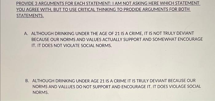 PROVIDE 3 ARGUMENTS FOR EACH STATEMENT: I AM NOT | Chegg.com